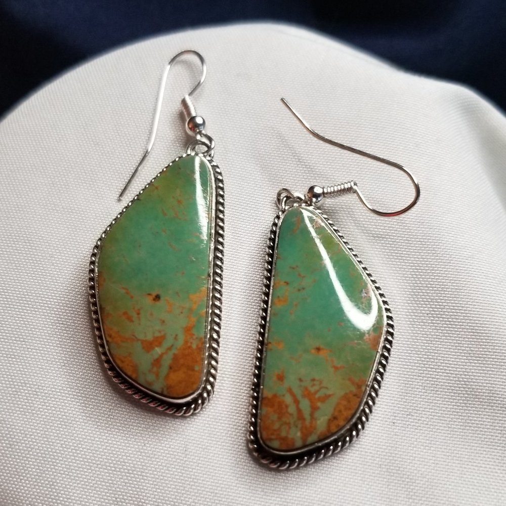 Navajo .925 Sterling Turquoise Earrings - Signed